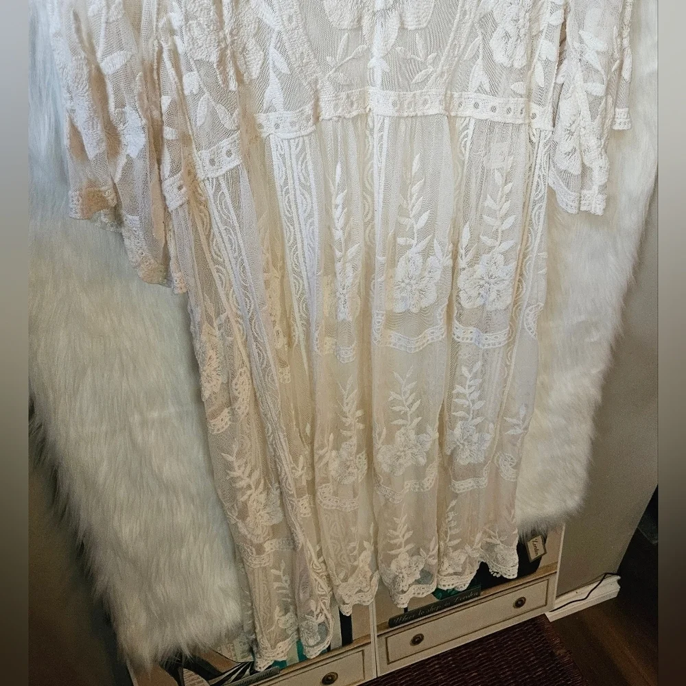 Rachel Zoe *Rare* 2000's Cream Lace Overlay - Picture 6 of 9